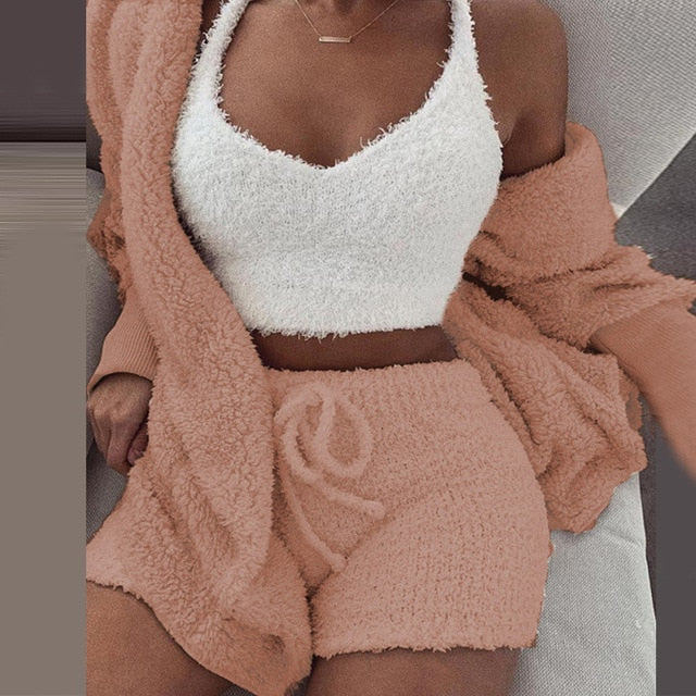 Misswim Sexy Knit Two piece set Autumn short jumpsuit & romper Women Skinny warm playsuit Winter female solid bodysuit overalls
