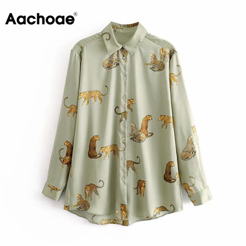 Autumn Leopard Stylish Shirt Women Turn Down Collar Office Fashion Female Blouse Long Sleeve Plus Size Lady Tops Blusa Feminina