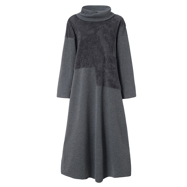 Fashion Women's Autumn Sundress ZANZEA 2019 Lace Patchwork Sweatshirts Dress Female Hoodies Plus Size Maxi Vestidos Pullover 5XL
