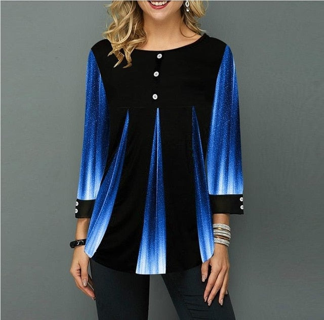 Shirt Blouse Women Spring Summer Blouse 3/4 Sleeve Casual Printing Button Female fashion shirt Tops Plus Size StreetShirt