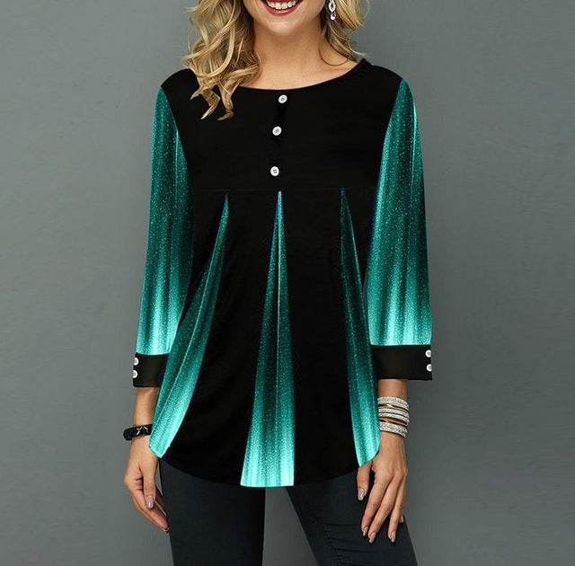 Shirt Women Spring Summer  Blouse 3/4 Sleeve Casual Printing  Female fashion shirt Tops Plus Size 5XL StreetShirt